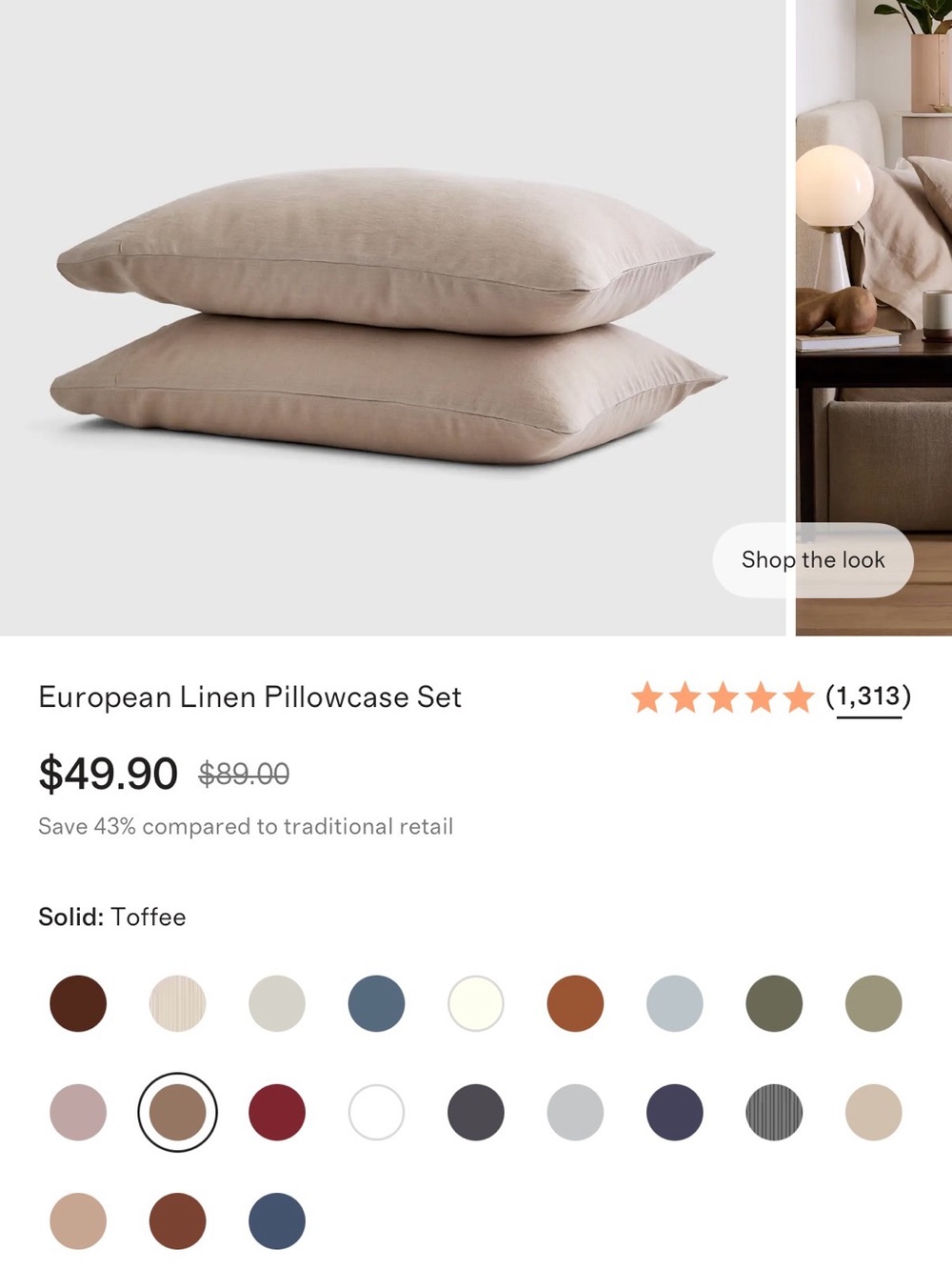 Quince European Linen Pillowcase Set - Toffee